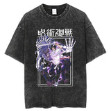 Anime Jujutsu Kaisen T Shirts Vintage 100% Cotton Washed T-shirt Menswear Top