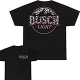 Busch Light -Beer- Busch Light Leopart Logo T-shirt 2 Side Unisex Size Range, Casual Graphic Round Neck T-shirt for Summer, Fashion Top for Daily Wear