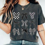 Coquette Checkered Black Bow T-Shirt Unisex Classic Cotton Style001