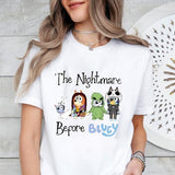 Bluey and Bingo Hallowwen Shirt, Funny Bluey Shirt, Bluey Halloween The Nightmare Before Bluey Shirt, Unisex Shirt