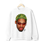 Dennis Rodman Zig Zag Green Hair Rodzilla 90's Vintage Design T-Shirt, Dennis the Menace Sweatshirt, The Worm, Music Lover Hoodie, Hip Hop Sweater, Ra