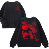 Classic IN GLOCK WE TRUST Double Side Hoodie - Full Color Red Design, Unisex Sweatshirt with Long Sleeve, Glock Shirt