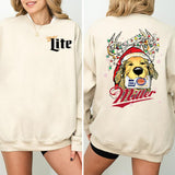 Christmas Shirt, Miller Lite Christmas Dog 2 Siders Sweatshirt, Miller Lite Christmas, Perfect For Beer Lovers, Unisex for Men and For Women