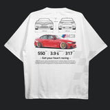 Drive in Style Car-Themed T-Shirts, F80 M3 BluePrint White T-Shirt, F80 M3  BluePrint Technical Specs T-Shirt, Racing Shirt, Sport Car Shirt Menswear
