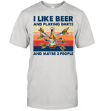 Darts I Like Beer And Playing Darts And Maybe 3 People Vintage Retro shirt_1