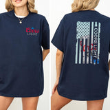 Coors Light American Flag Graphic 2 Sided Shirt, Beer Drinking T-shirt, Soft Cotton Fabric Tshirt, Unisex Drinker Top, Printed Casual Womenswear Style001
