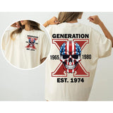Custom Est.Year 1974 Flag Skull Proud Member GenerationX 2 Side Shirt, GenX T-shirt, Skull GenerationX Shirt, Flag Skull Shirt V2 Style001