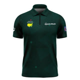Dark Green Background Masters Tournament Taylor Made Zipper Polo Shirt Style Classic Zipper Polo Shi