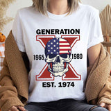 Custom Est.Year 1974 Proud Member Skull GenX 2 Side Shirt, Halloween Skull Generation GenX T-shirt, Proud Member Generation X Shirt Style001