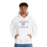 Born to Fish Hoodie - Laugh Factory Tees - Casual Fishing Hoodie with Humor, Cotton/Polyester Blend, Everyday Wear - Menswear Pullover Sweatshirts