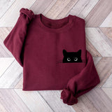 Cute Black Cat Halloween Sweatshirt, Womens Halloween Shirt, Halloween Party Shirt, Fall Sweatshirt, Halloween Gift, Halloween Costume, Halloween Gift Idea for Cat Lovers