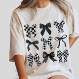 Coquette Checkered Black Bow T-Shirt Unisex Classic Cotton Style001
