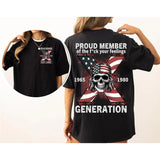 Custom Est.Year 1968 Skull GenX 2 Side Skull Shirt, GenX T-shirt, Skull Proud Member Generation X Shirt, Flag Skull Shirt Style001