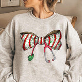 Coquette Nurse Stethoscope Sweatshirt, Christmas Nurse Shirt, Cute Bow Nurse Christmas, Gift for Nurse, Holiday Medical, Christmas Shirt, Gift For Her