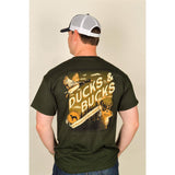 Ducks and Bucks - Mallard Duck and Whitetail Buck Hunting T-Shirt - Green Classic Cotton Style001