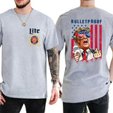 2-Side Miller Lite Beer Bulletproof TShirt, Funny Tee, Gift For Men, Casual Menswear, Classic Cotton Top, Soft Fabric Shortsleeve Shirt Style001
