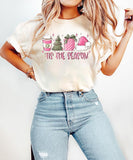 Cute Pink Christmas Sweatshirt, Tis the Season Pink Christmas Sweatshirt, Thanksgiving 2024, Shirt Christmas Coffee, Women's Pink Christmas Crewneck S