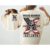 Custom Est.Year 1974 Proud Member GenerationX 2 Side Flag Skull Shirt, GenX T-shirt, Skull Generation X Shirt, Flag Skull Shirt