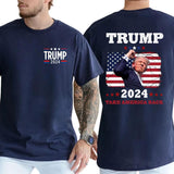 2-Side TRUM SHOT T-SHIRT Trum 2024 Take America Back Shirt, Trum Bulletproof 2024, Funny Tee, Gift For Men, Casual Menswear, Classic Cotton Top, Soft Fabric Shortsleeve Shirt