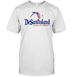 DeSantisland Florida Land of Liberty Blue Text T-Shirt