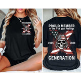 Custom Est.Year 1968 Skull GenX 2 Side Skull Shirt, GenX T-shirt, Skull Proud Member Generation X Shirt, Flag Skull Shirt Style001