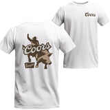 Coors Banquet Rodeo Bull Rider Front and Back Print T-Shirt, Gifts for Him, Unisex T-shirt For Men, For Women, Best choice