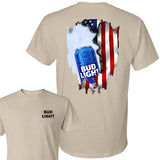 Bud Light Ripped American Flag T-Shirt, Unisex T-Shirt, Full Color, For Men, For Women Style001