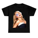 Blue Star Sabrinaaaa T-shirt, Graphic Fan Gift Tee Cotton Fabric