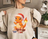 Charmander Christmas Sweatshirt, Charmander Xmas Shirt, Charmander Santa Christmas Sweatshirt, Charmander Sweatshirt, Anime Sweatshirt, Christmas Char