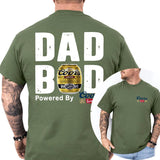 Dad Bod Powered By Coors Banquet Original Tshirt 2 Sided, Beer Drink Shirt for Men, Funny Drinking Tee for Daddy, Casual Cotton Top, Classic Menswear