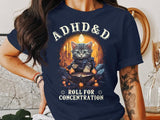 Dungeons and Dragons ADHD&D Roll for Concentration T-shirt, ADHA Cat DnD Vintage Tee, Funny Black Cat ADHD&D Unisex Shirt, RPG Gift