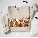 Coffee Pumpkin Halloween Crewneck Sweatshirt Hoodie Tshirt, Halloween 2024 Gifts