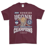 2024 University of Connecticut Tournament Champs NCAA T-Shirt, graphic vintage sports tees for men Style001