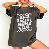 Anti Social Moms Club Vintage Tees, Antisocial Mom Vintage Graphic Tee Women, Mom Life Unhinged Shirts, Adult Humor Mama T-shirts For Women, Shirts Fo