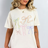 Bow Coquette Aesthetic T Shirt Hand Drawn Preppy Bow Band Tee Ribbon Graphic Tee Oversized, Sweatshirt, Hoodie