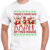 Christmas Ho's in this house- Men's Funny T-Shirt - Ugly Sweater Style - Menswear, Cotton christmas sweatshirt meme Top Sport Casual Shortsleeve Crewn