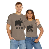 Bear and Deer Heavy Cotton Tee - Beer Shirt - Funny Shirt - Gift For Men And Women - Outdoors - Nature - Hunting Shirt