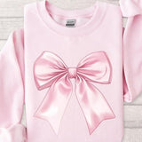 Coquette Pink Bow Sweatshirt, Coquette Girl Sweatshirt, Feminine Floral Bow Crewneck, Pink Ribbon Soft Girl Girly Aesthetic, Xmas Shirt,  Xmas Holiday