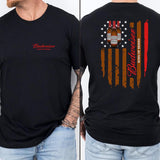 Budweiser King Of Beer Flag Usa T-shirt - 2 Side - Modern Fit - Men's And Women's Choices - Choose Your Fashion - Wide Size Selection - Variety In Col