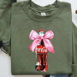 Classic Coke Pink Bow Sweatshirt Tshirt Hoodie, Regular Coca Cola Crewneck, Cola Lover, I Need A Coke Funny Shirt, Coke Lover Sweater,Coke Long Sleeve