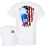 Bud Light Ripped American Flag T-Shirt, Unisex T-Shirt, Full Color, For Men, For Women Style001