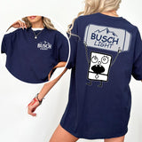 DoodleBob Busch Light Unisex T-Shirt, Funny Doodlebob Beer Graphic 2 Sided Shirt, Vintage Drink T-Shirt, Drinking Tshirt for Men, Comfort Cotton Fabri