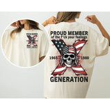 Custom Est.Year 1968 Skull GenX 2 Side Skull Shirt, GenX T-shirt, Skull Proud Member Generation X Shirt, Flag Skull Shirt Style001