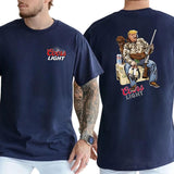 Camo Hunter Trummpp with Dog Coors Light Beer Shirt 2-Sided, Men's Hunting Graphic Tee, Drinking Shirt, Vintage Hunt Tops, Classic Casual Menswear Cotton Collar