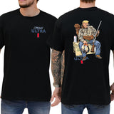 Camo Hunter Trummp With Michelob Ultra Beer Shirt 2-Sided, Funny Men's Hunting T-shirt, Beer Drinking Tee, Unisex Hunt Tops, Classic Casual Menswear