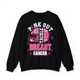 Breast Cancer Football Pink Out Black Sweatshirt, Pink Out Sublimation, Breast Cancer Shirt,  October We Wear Pink Crewneck