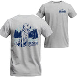 Busch Light - Fly Fishing with Dog scene  T-Shirt, Busch Light Short Sleeve Tee, Unisex Shirt