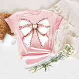 Baseball Coquette Bow Shirt, Soft Girl Era Tee, Baseball, Coquette Baseball, Baseball mom, Coquette Tshirt, Full Colors, Full Sizes, Cotton Crewneck T