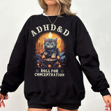 Dungeons and Dragons ADHD&D Roll for Concentration T-shirt, ADHA Cat DnD Vintage Tee, Funny Black Cat ADHD&D Unisex Shirt, RPG Gift