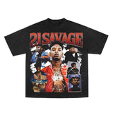 21 Savage Rare black Homage Vintage Rap Tee Hip Hop Style Graphic Bootleg T-shirt